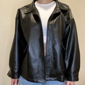 Oversized Faux Leather Jacket